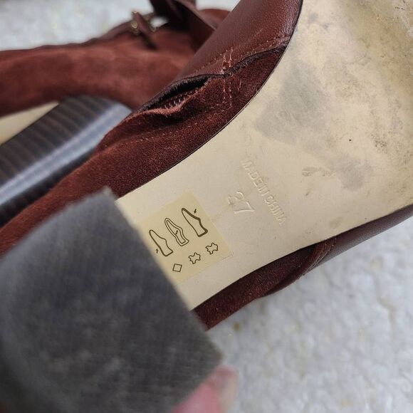 Reiss Burgundy‎ Leather Side Zip Ankle Boots size 37 - Picture 8 of 9